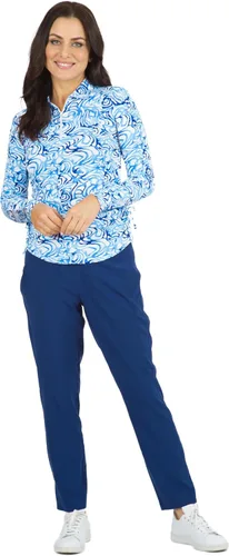 Miniatura 3 de IBKUL Athleisure Wear - Polo de manga larga con protección solar UPF 50+ Icefil Cooling Tech Kinsley Print de longitud ajustable - 48485