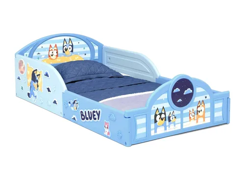 Miniatura 8 de Delta Children - Juego Bluey de 4 piezas para habitación en una caja para niños pequeños – Incluye cama para dormir y jugar, mesa, 1 silla y caja