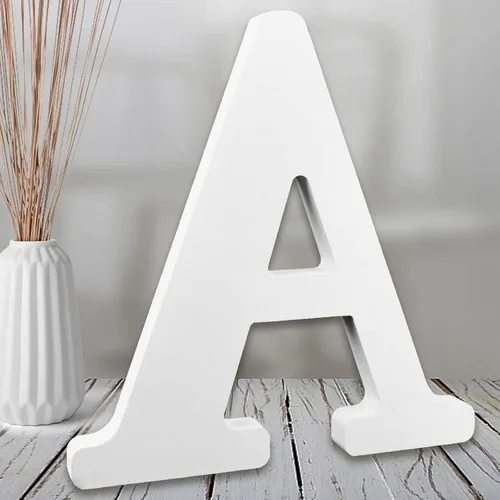 Miniatura 9 de AOCEAN MAGA Letras de madera blanca de 8 pulgadas, letras de madera sin terminar para pared, letras decorativas de pie en rodajas, decoración