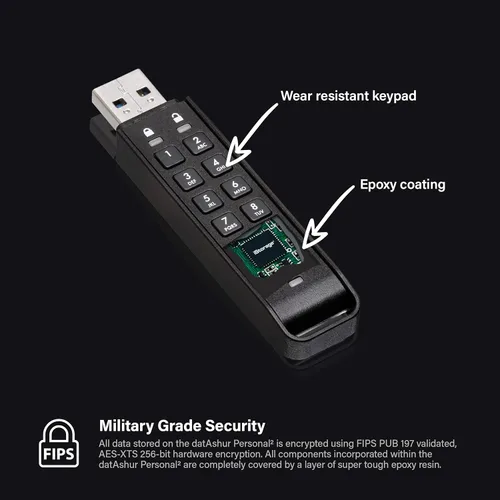 Miniatura 3 de iStorage datAshur Personal2 32 GB Unidad flash segura Protección con contraseña Portátil Cifrado de hardware de grado militar