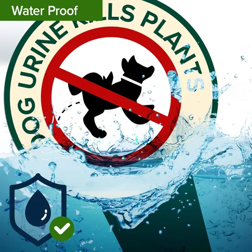 Miniatura 8 de Cartel de orina de perro mata plantas, letrero con texto en inglés «Please Curb Your Dog», 7 x 13 pulgadas, estacas integradas de alta resistencia