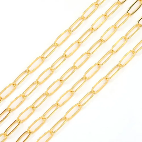 Beadia - Cadenas ovales bañadas en oro de 18 quilates de 5 mm y 1 metro para la fabricación de joyas Cadena ovalada O