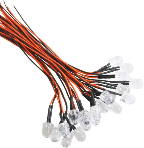 Miniatura 42 de 30 piezas de luces LED UV de 12 voltios, 3 mm, diodo emisor precableado, 20 cm, DC 12 V, lente transparente, luz LED ultravioleta, pequeñas lámparas