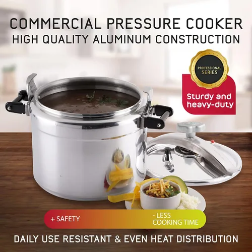 Miniatura 7 de Universal Olla a presión de aluminio grande de 15.8 cuartos de galón para uso profesional, grado comercial, 1 válvula de seguridad, asas reforzadas