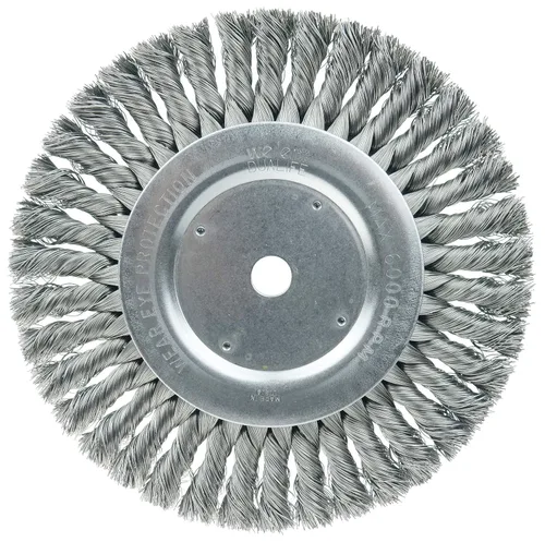 Weiler 08145 Rueda de alambre de nudo torcido estándar de 8 pulgadas, relleno de acero de 0.016 pulgadas, orificio de eje de 5/8 pulgadas, fabricado