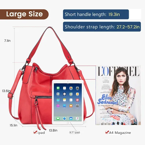 Miniatura 3 de Realer Hobo - Bolsos para carteras para mujer, bandolera grande con borla.
