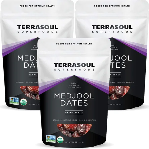 Miniatura 8 de Terrasoul Superfoods Dátiles de Medjool orgánicos sin hueso, 680 g - Hueso removido Textura suave y masticable Sabor a caramelo dulce