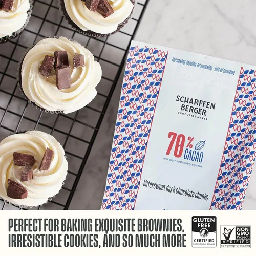 Miniatura 4 de Scharffen Berger Trozos de Chocolate para Hornear (7 onzas, paquete de 3) - Trozos de Chocolate Semi-Amargo Oscuro para Hornear, 70% Cacao, Sin