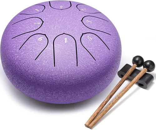 Lronbird Percusión de tambor de lengua de acero, instrumentos musicales de 6 pulgadas, 8 notas, regalos musicales para familiares y amigos (lavanda)