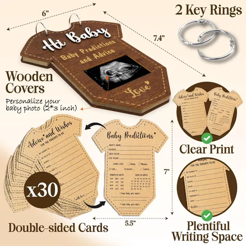 Miniatura 2 de STOFINITY Tarjetas de predicciones y consejos para baby shower - Tarjetas de consejos de baby shower para futuros padres, libro de tarjetas