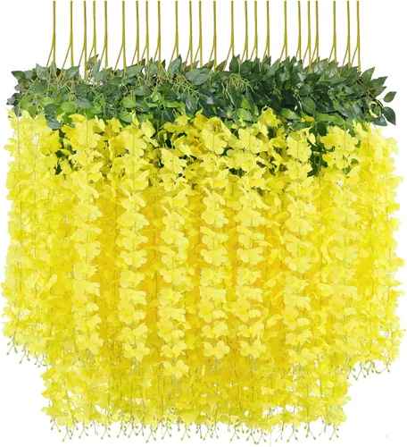 Miniatura 23 de U'Artlines Paquete de 12 (Total 43.2 Pies) Enredadera de Glicinia Artificial Falsa Ratán Guirnalda Colgante Flores de Seda Cadena Casa Fiesta Boda