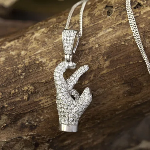 Miniatura 2 de Facet Jewel Colgante hecho a mano con circonita cúbica de 1 quilate para hombre en plata de ley 925 (VVS, 1.12 CTW), Metal Gema, Circonita Cúbica