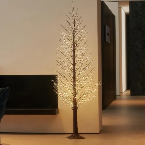 Miniatura 10 de LITBLOOM Árbol alpino de 4 pies, 450 luces LED, árbol de ramitas blancas con luces para interiores y exteriores, decoración de Acción de Gracias