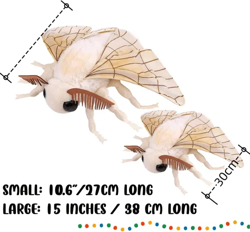 Miniatura 4 de FRANKIEZHOU Animal de peluche de polilla de seda de simulación, color blanco, 15 pulgadas, juguete de peluche suave para niños, bebé, decoración