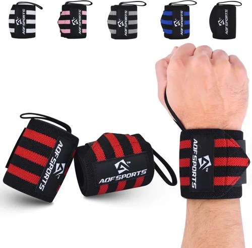 AQF - Muñequeras para levantamiento de pesas - Aprobado por USPA e IPL, soporte de muñeca de 18 pulgadas para gimnasio con bucle para el pulgar -