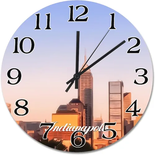Miniatura 27 de Reloj de pared con paisaje urbano de Nueva York, Estados Unidos, reloj de pared grande de viaje, funciona con pilas, 9 pulgadas, silencioso