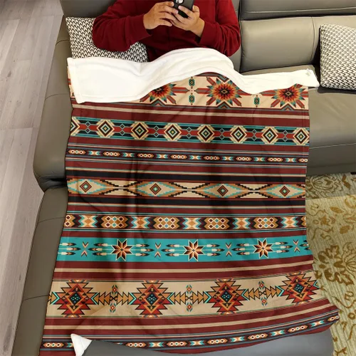 Miniatura 4 de Aztec Ethnic - Manta de forro polar con rayas geométricas, suave, acogedora, cálida, ligera, bohemia decorativa para sofá o dormitorio, 40 x 50