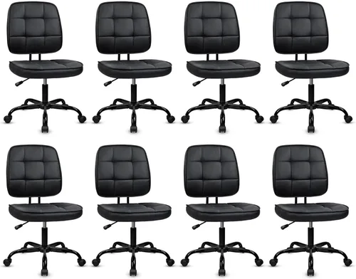 Miniatura 19 de CLATINA Silla de oficina en casa, sin brazos con ruedas, silla de escritorio pequeña de altura ajustable, sillas giratorias de trabajo de malla