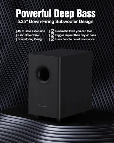 Miniatura 8 de Sistema de sonido envolvente virtual 5.1.2 para habitaciones pequeñas, barras de sonido compactas para Smart TV, cine en casa con 4 altavoces