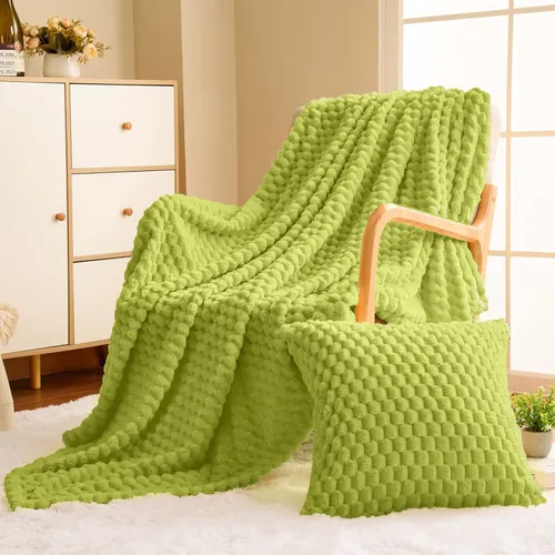 Miniatura 16 de Vessia - Manta de forro polar de franela (50x70 pulgadas), manta 3D de jacquard negra, esponjosa y cálida para sofá, sillón, cama, silla, 300GSM