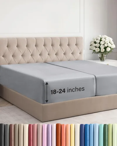 Miniatura 133 de Sábana bajera ajustable extra profunda tamaño completo – Sábana bajera individual de lujo para hotel únicamente – Se adapta fácilmente a colchones