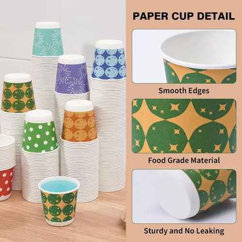 Miniatura 3 de Tamone Paquete de 600 unidades de tazas de baño de 3 onzas, pequeñas tazas de papel, tazas desechables con diseño de globo, azul, verde, naranja