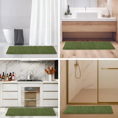 Miniatura 701 de Alfombra de baño pequeña de 12 x 18 pulgadas, lavable y absorbente, antideslizante, alfombra de baño de felpilla gruesa y suave para baño, ducha