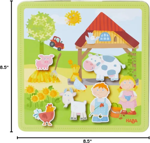 Miniatura 5 de HABA Peter and Pauline - Juego de actividades magnéticas de animales de granja, tabla de actividades para niños pequeños y actividades en automóvil
