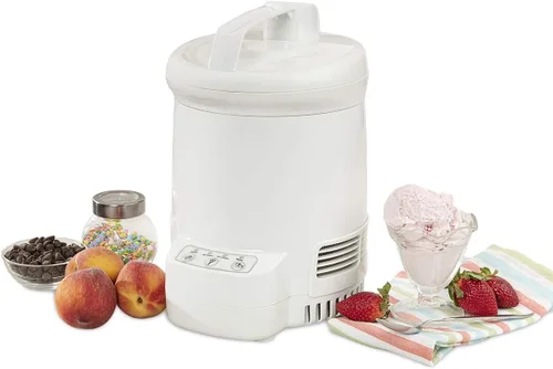 Total Chef Ice Cream Factory - Máquina automática de helados eléctrica, 1.3 cuartos de galón (1.2 litros), color blanco, hace fácil yogur congelado