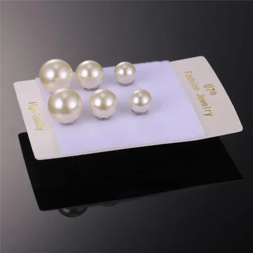 Miniatura 5 de U7 Cat Stud Earrings SilverBlackSilverGold Color,Birthstone Kitten Earrings, BarFaux Pearl Earrings Set, Women Teen Girls Gift