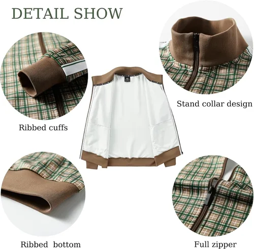 Miniatura 5 de W JIANWANG Conjunto deportivo de manga larga con cremallera completa para hombre, conjuntos de pantalones y chaquetas activas de 2 piezas
