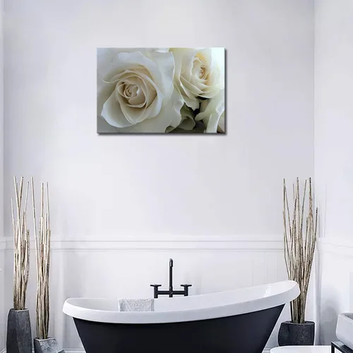 Miniatura 4 de First Wall Art - Enormes rosas en blanco puro arte de la pared pintura imágenes impresas en lienzo flor la imagen para decoración moderna del hogar