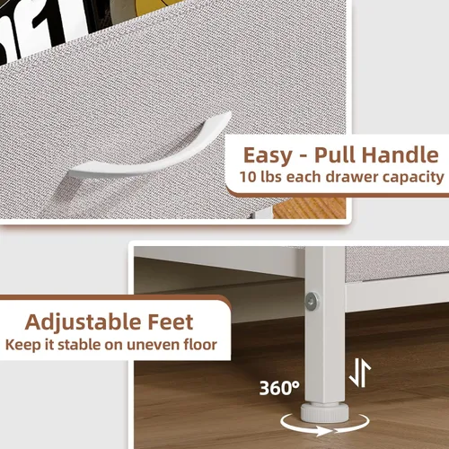 Miniatura 7 de Somdot - Mesita de noche, pequeña cómoda para dormitorio con 2 cajones, mesa auxiliar de noche con contenedores de tela para dormitorio, armario