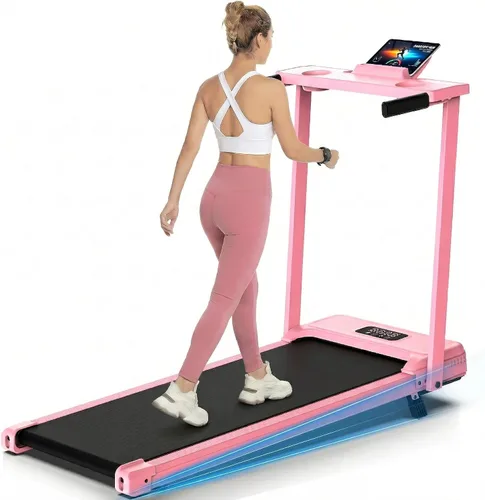 Miniatura 17 de FUNMILY Caminadora inclinada de 3.5 HP con escritorio y barra de asa, resistente capacidad de peso de 350 libras, cinta de correr portátil