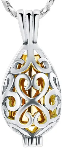 Miniatura 11 de Imrsanl Joyería de cremación para cenizas – Collar con colgante de cenizas de flor de loto con mini urna de recuerdo, joyería conmemorativa