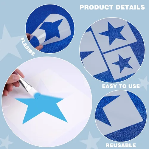 Miniatura 3 de Plantilla de estrella grande para pintar Plantilla de estrella de 5 puntas Plantillas de plástico reutilizables, para decoración del hogar, artes