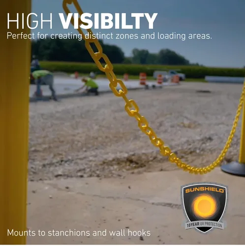 Miniatura 4 de US Weight (Fabricado en Estados Unidos) Cadena de seguridad de plástico blanco de 2 pulgadas x 100 pies. Tecnología resistente a los rayos UV