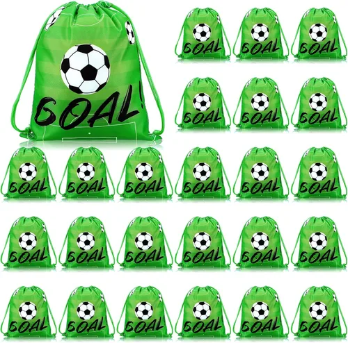 Miniatura 8 de Sadnyy 32 bolsas de fútbol con cordón, mochila de fiesta de fútbol, bolsas de regalo para cumpleaños, temática de fútbol