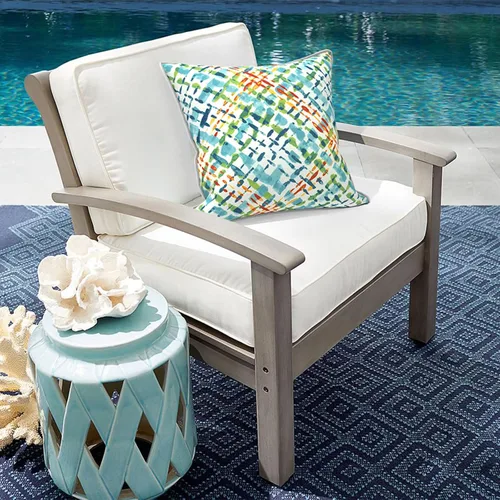 Miniatura 851 de Juego de 2 almohadas para exteriores de 16 x 16 pulgadas, repelentes al agua con interiores, para muebles de patio, hogar, jardín, geometría bohemia