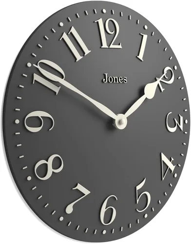 JONES CLOCKS® Betty - Reloj de pared | Reloj convexo clásico | 12 pulgadas | Gris ventisca | Elegancia elegante perfecto para la cocina, sala de