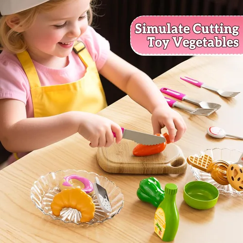 Miniatura 4 de MSKOLER Juego de cocina para niños de 3-6 4-8 años, cocina de juego con luz, sonido y pulverización, accesorios de juguete de fregadero, estufas