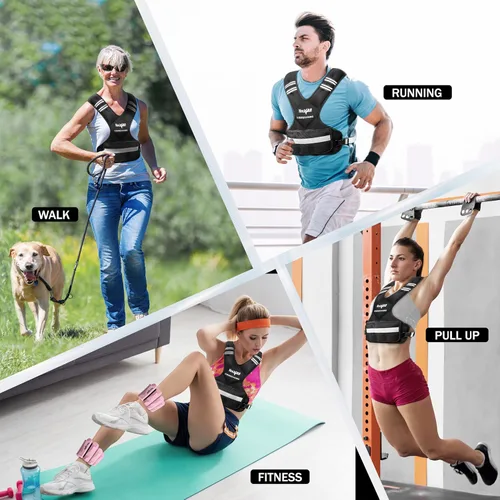 Miniatura 6 de Yes4All - Chaleco con peso ajustable de 11 a 32 libras con tira reflectante, chaleco de peso grande para entrenamiento de fuerza para hombres