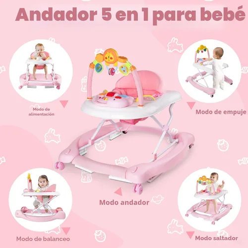Miniatura 2 de Boyro Baby Andador de bebé 5-en-1, andadores de bebé para niños y niñas de 6 a 12 meses, andador de actividad plegable, andador para bebés y niños