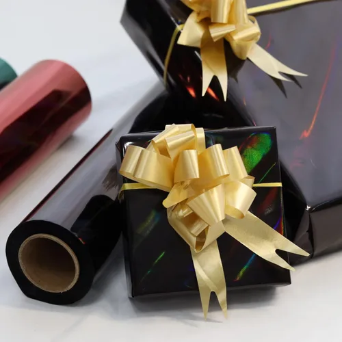 Miniatura 4 de CMFYHM Rollo de envoltura de celofán iridiscente negro I 86 cm de ancho X 15 m de largo I Celofán colorido perfecto para canastas, regalos