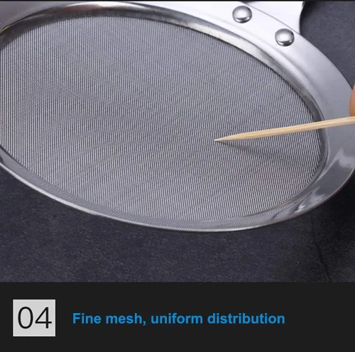 Miniatura 6 de Coladores de malla fina, SUS 304 de acero inoxidable de alta calidad, colador de alimentos de malla fina, colador de cocina, tamiz de mano, cuchara