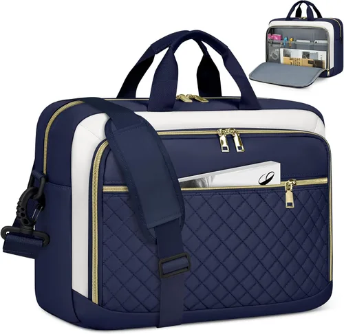 Miniatura 14 de NEWHEY Bolsa para laptop de 17.3 pulgadas, maletín para computadora portátil para mujeres y hombres, bolsa de hombro impermeable, bolsa de mensajero