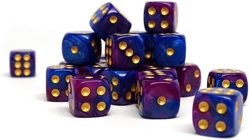 Miniatura 30 de Paquete de 25 dados D6 de 0.472 pulgadas, colección a juego de 6 dados con pipas (granito amarillo y negro)