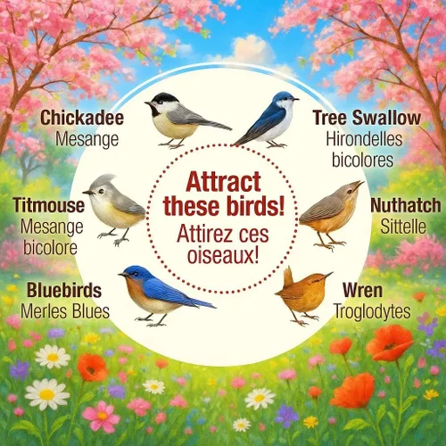 Miniatura 4 de Cedar Alpha Bluebird Casas para Pájaros para Exteriores en Liquidación – Juego de 3 Cajas Nido con Protector contra Depredadores de Acero Inoxidable