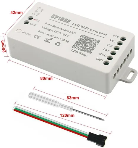 Miniatura 3 de VIPMOON SP108E controlador WiFi LED, control remoto inalámbrico para WS2811 WS2815 WS2801 SK6812 WS2813 SK9822 APA102C RGB direccionable tira