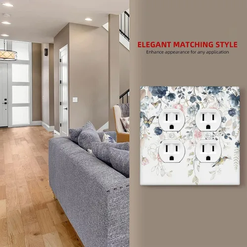 Miniatura 132 de Decorative Outlet Covers Blue Background White Cat Daisy Floral 2-Gang 1-Gang Wall Plate Single Toggle/Rocker Farmhouse Style Light Switch Covers